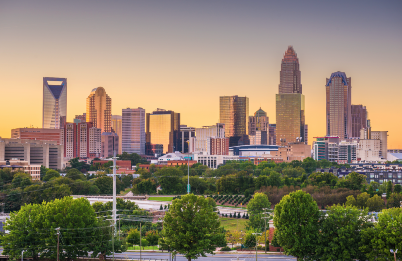 Charlotte, North Carolina skyline representing the IRCAD liver transplant course